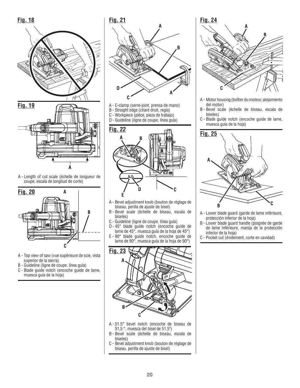 Fig. 18, Fig. 22, Fig. 19 | Fig. 20, Fig. 21, Fig. 23, Fig. 24, Fig. 25 | Ryobi CSB142LZ User Manual | Page 50 / 52