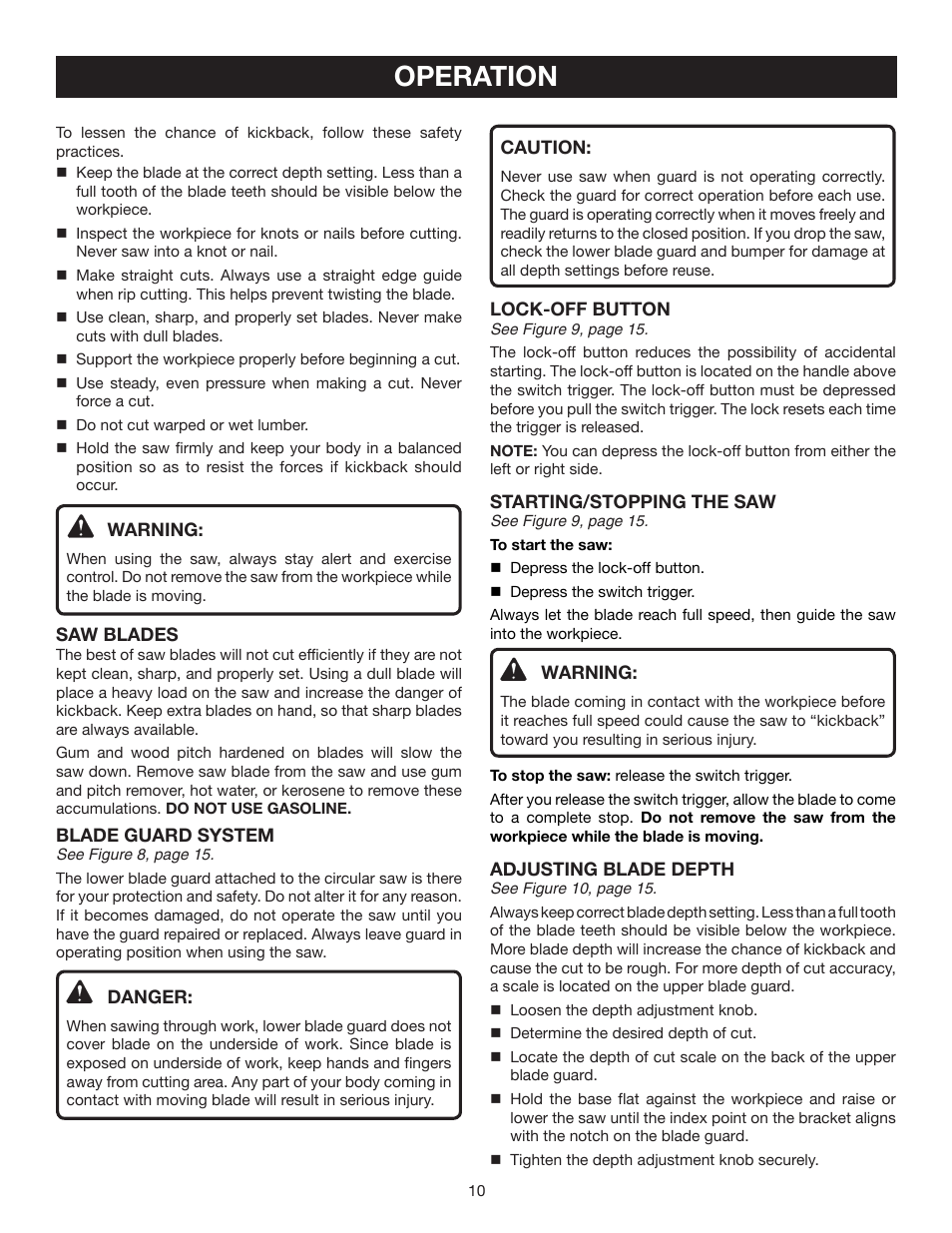Operation | Ryobi CS120L User Manual | Page 10 / 42