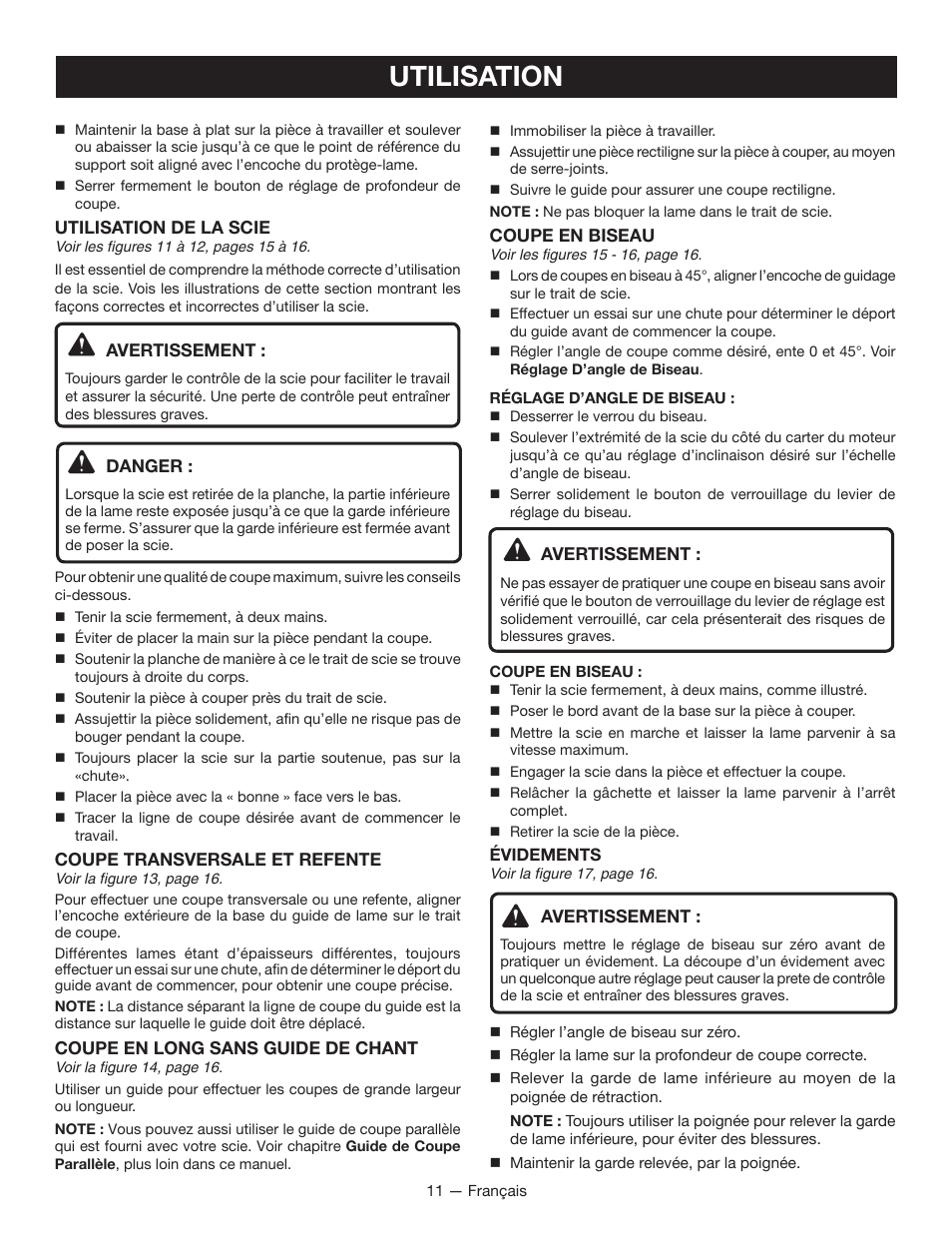 Utilisation | Ryobi CS120L User Manual | Page 23 / 42