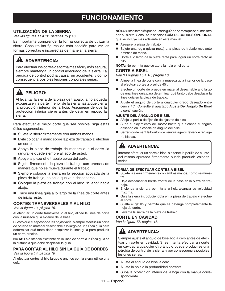 Funcionamiento | Ryobi CS120L User Manual | Page 35 / 42