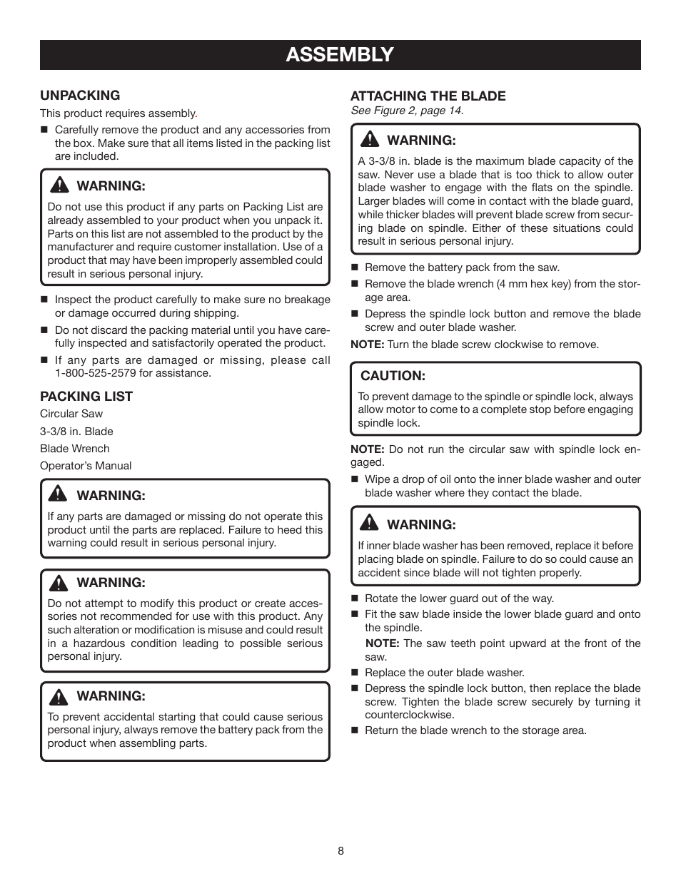 Assembly | Ryobi CS120L User Manual | Page 8 / 42