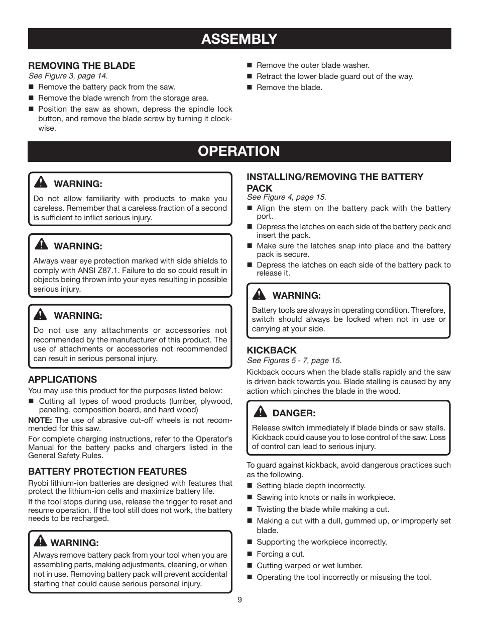 Operation assembly | Ryobi CS120L User Manual | Page 9 / 42