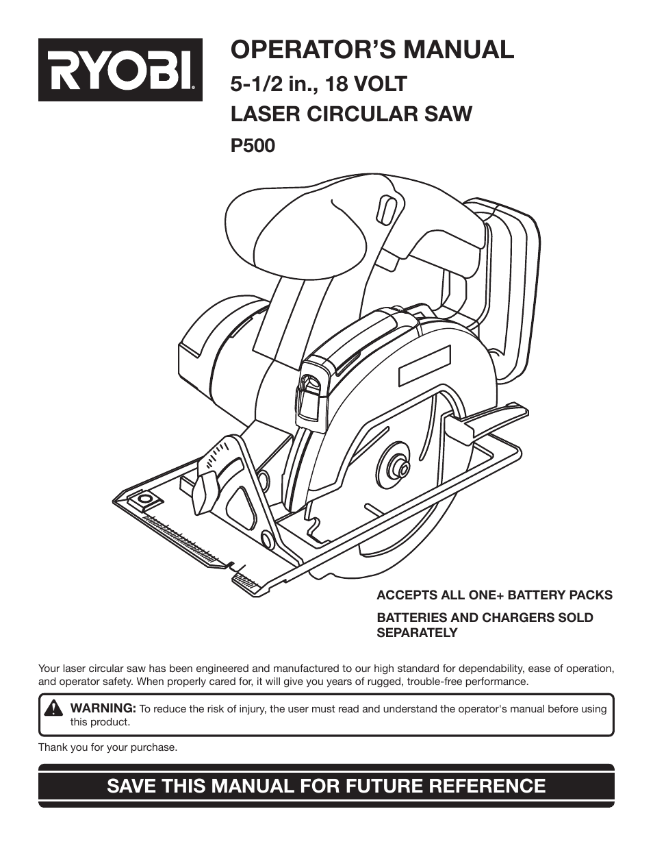 Ryobi P500 User Manual | 68 pages