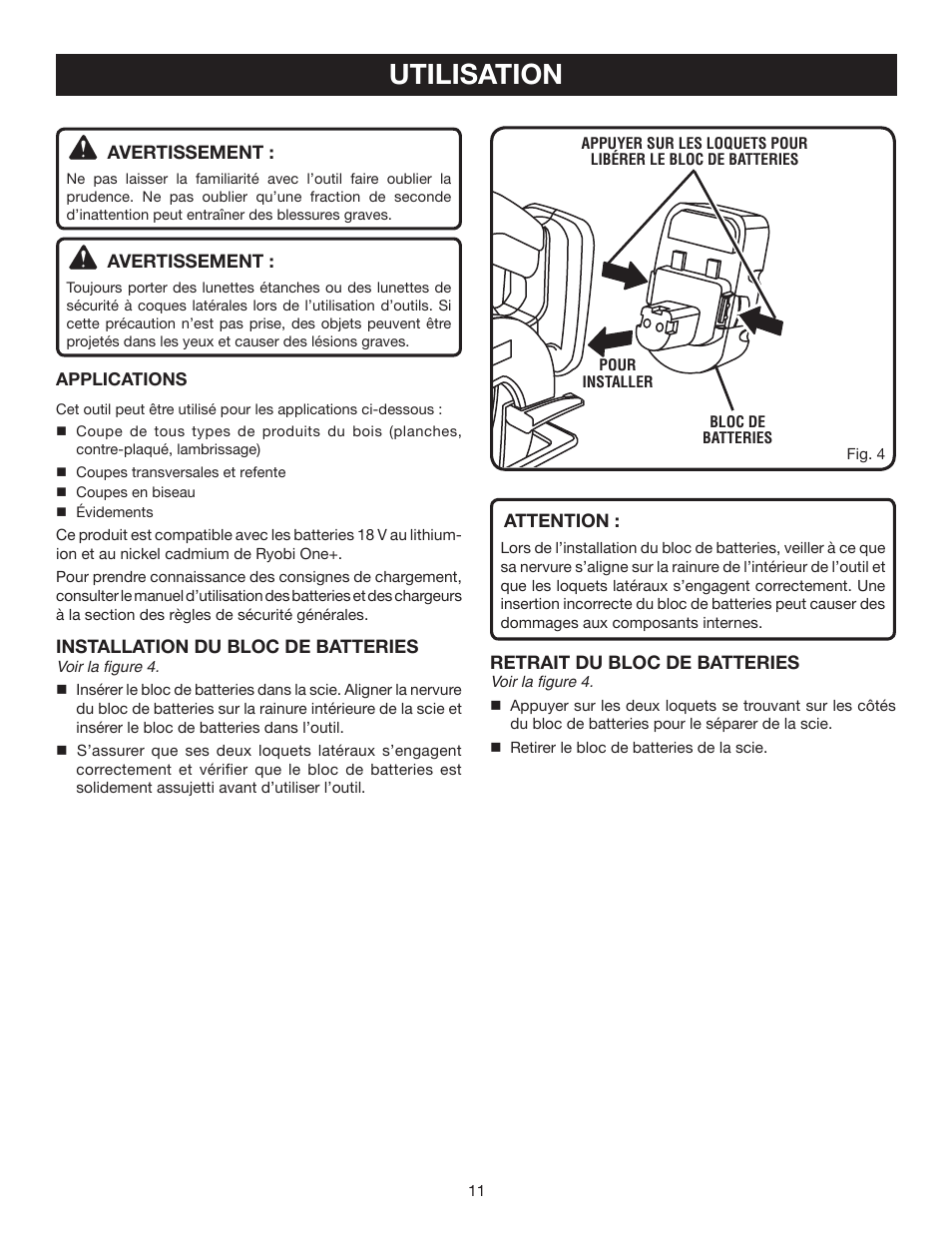 Utilisation | Ryobi P500 User Manual | Page 33 / 68