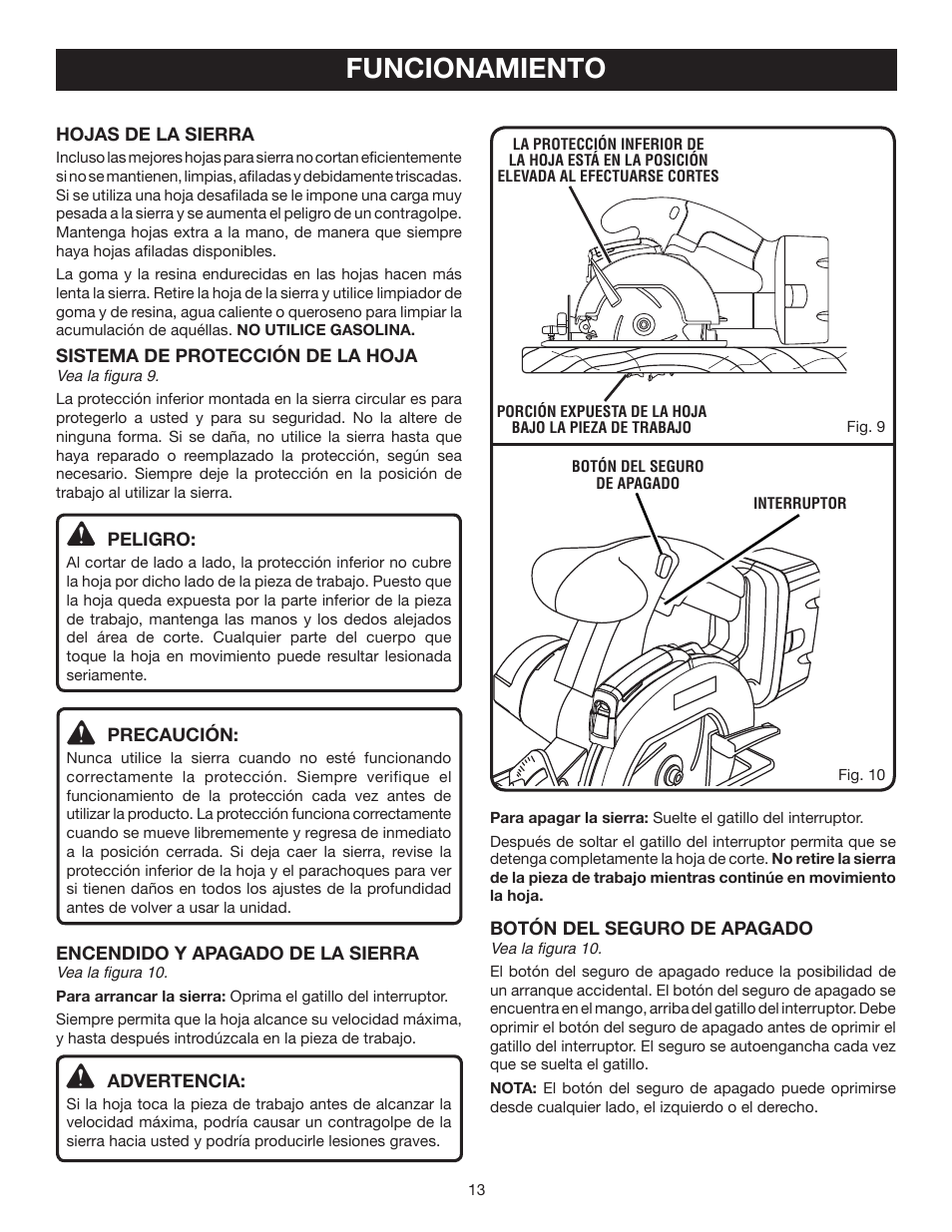 Funcionamiento | Ryobi P500 User Manual | Page 57 / 68