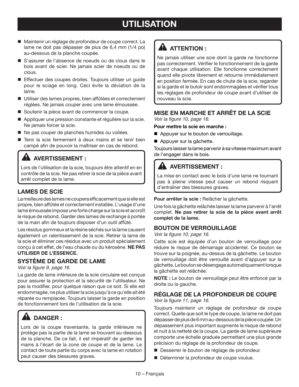 Utilisation | Ryobi P503 User Manual | Page 23 / 44