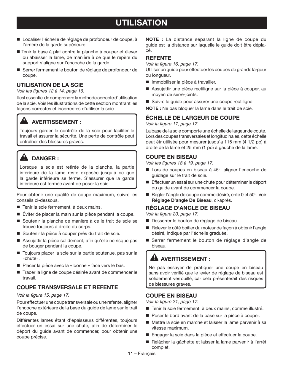 Utilisation | Ryobi P503 User Manual | Page 24 / 44