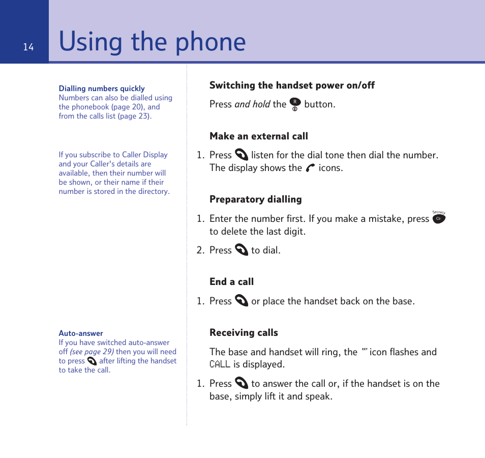 Using the phone | BT Quartet 1500 User Manual | Page 14 / 68