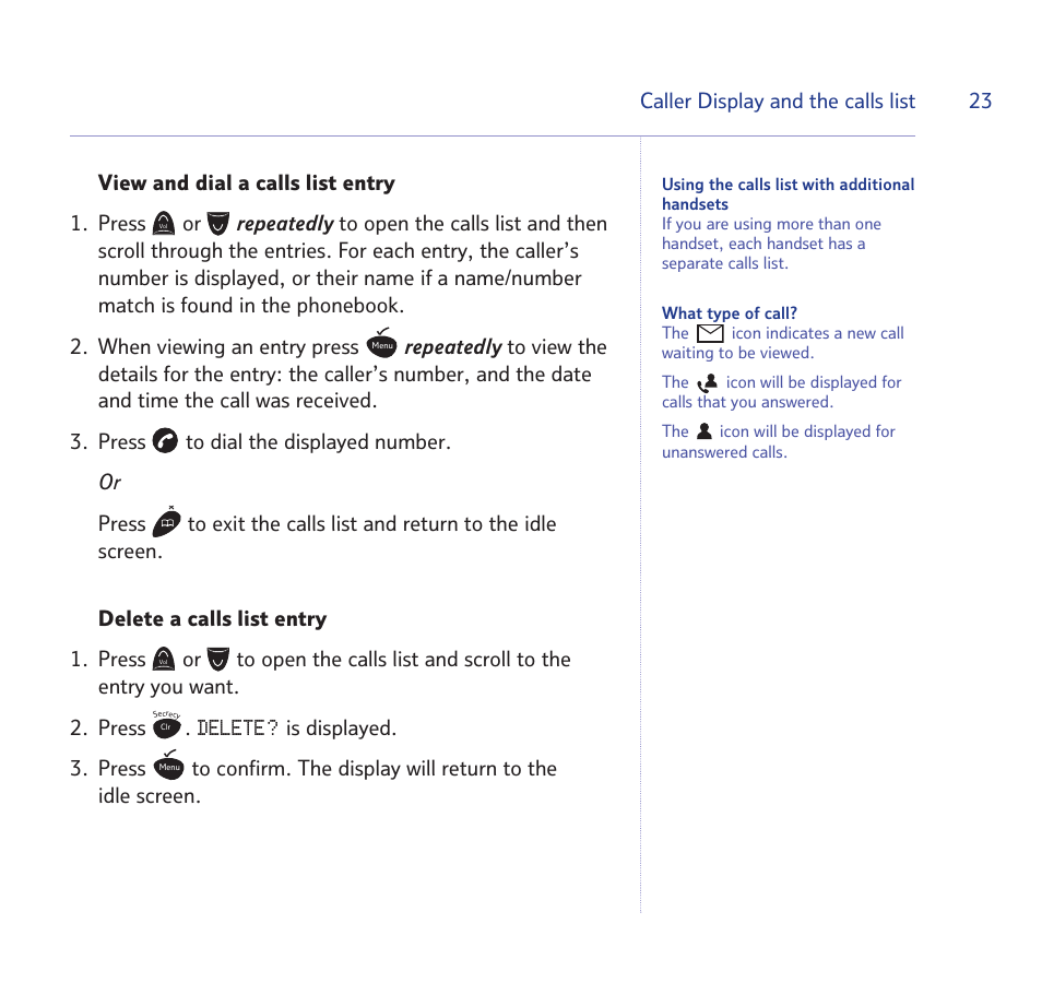 Delete | BT Quartet 1500 User Manual | Page 23 / 68