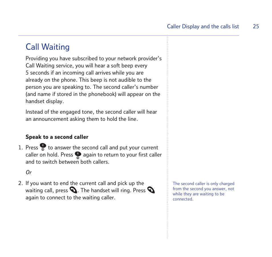 Call waiting | BT Quartet 1500 User Manual | Page 25 / 68