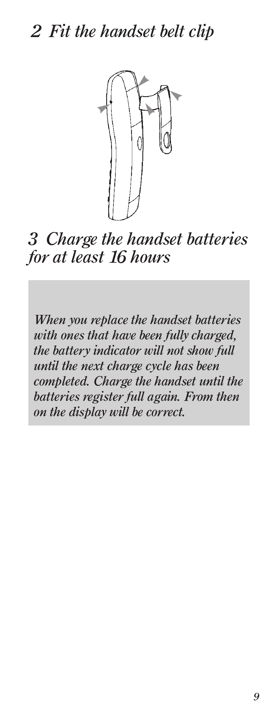 2 fit the handset belt clip | BT Diverse 2000 User Manual | Page 11 / 47