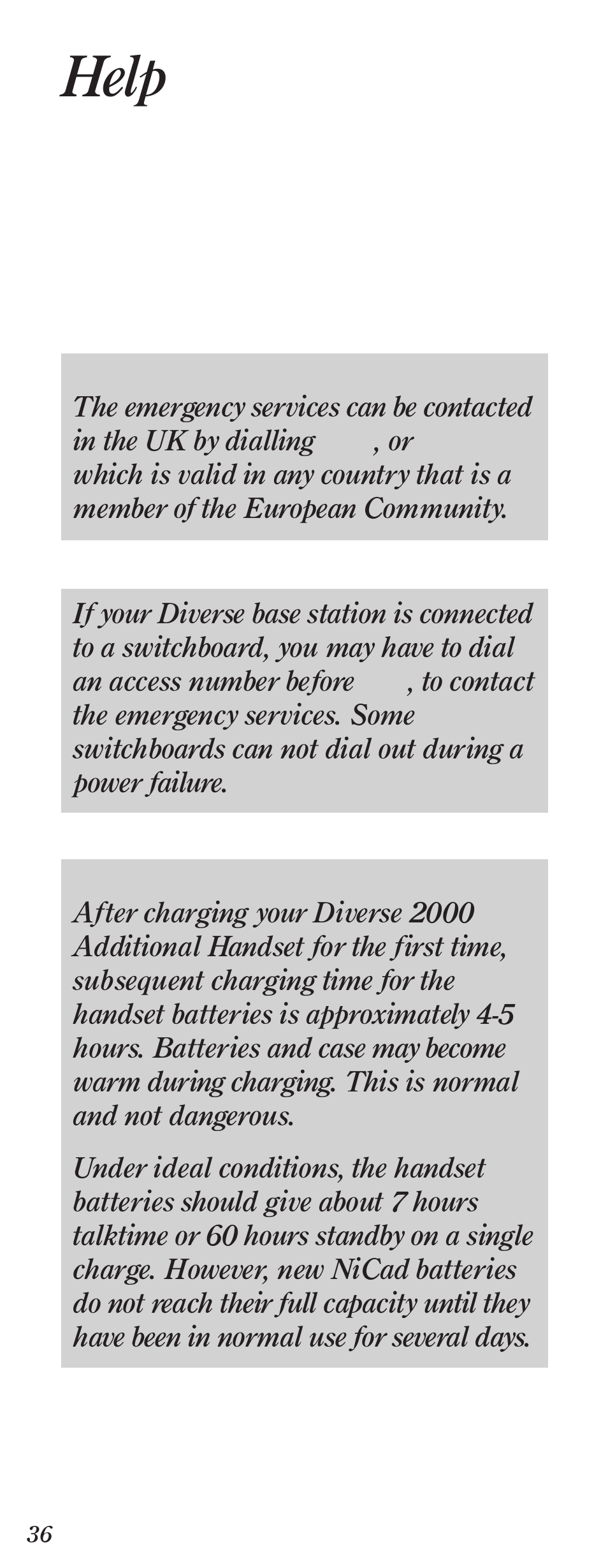 Help | BT Diverse 2000 User Manual | Page 38 / 47