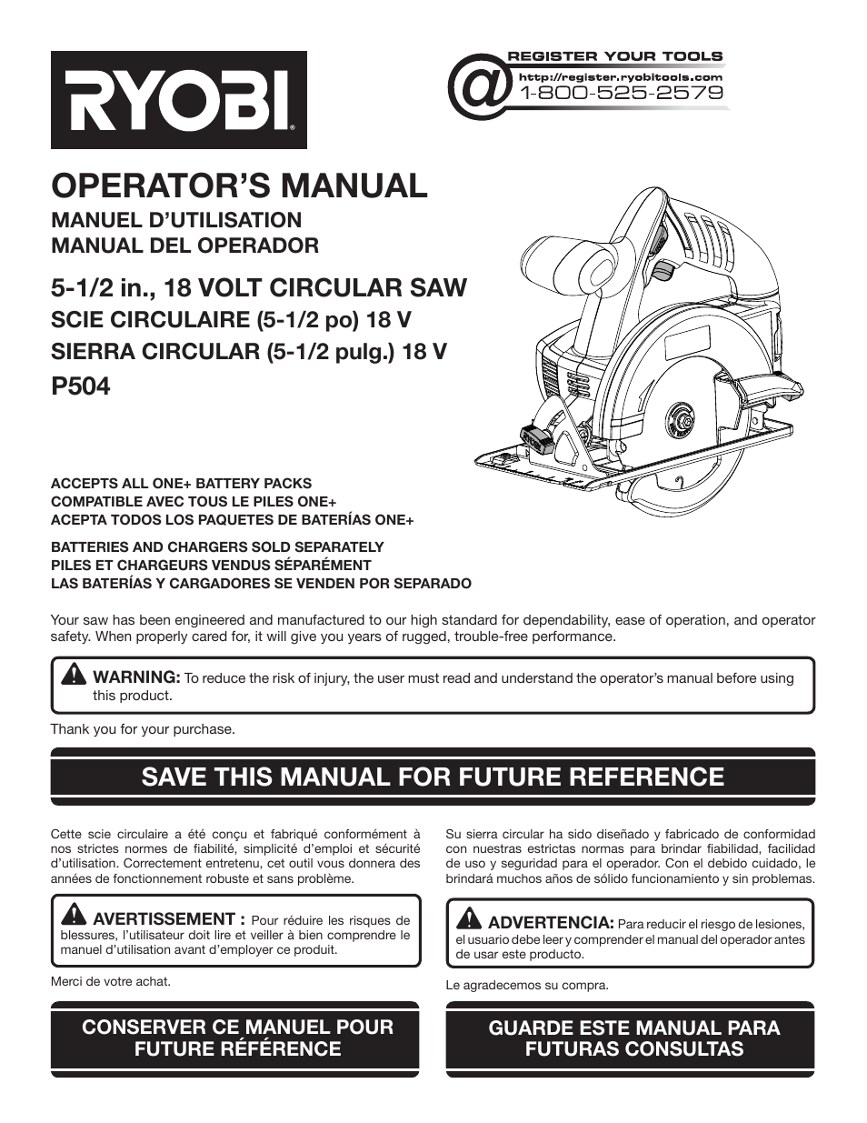Ryobi P504 User Manual | 44 pages