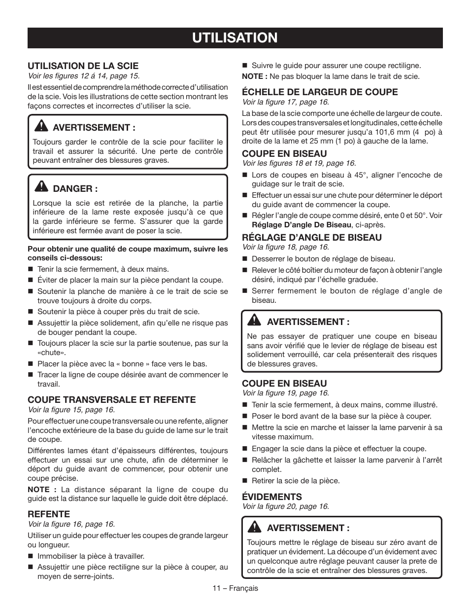 Utilisation | Ryobi P504 User Manual | Page 24 / 44