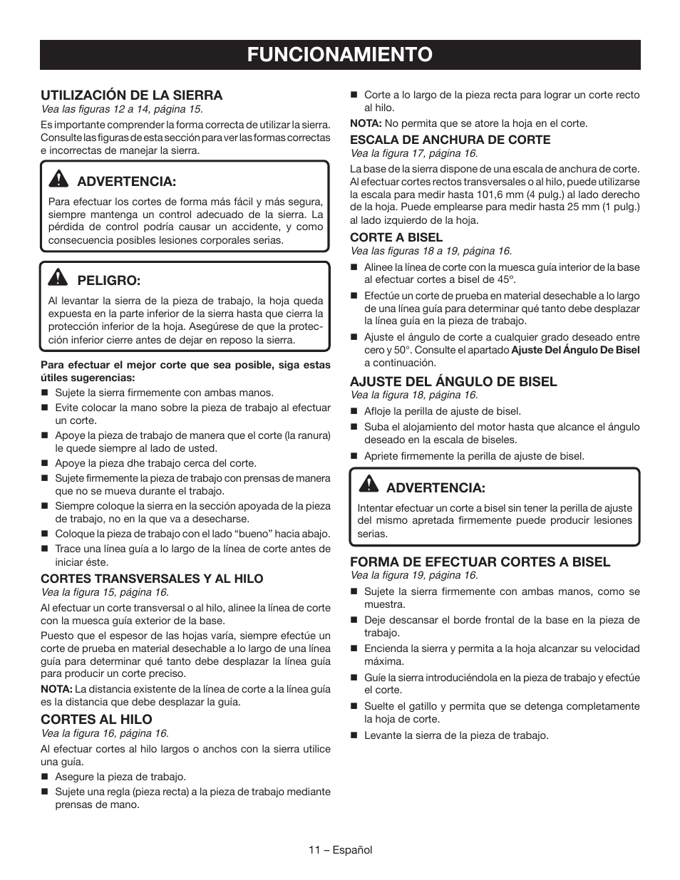 Funcionamiento | Ryobi P504 User Manual | Page 37 / 44