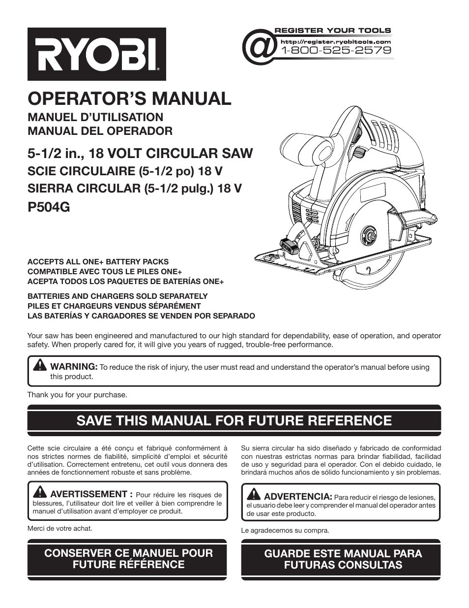 Ryobi P504G User Manual | 44 pages