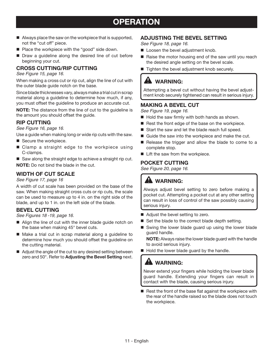 Operation | Ryobi P504G User Manual | Page 11 / 44
