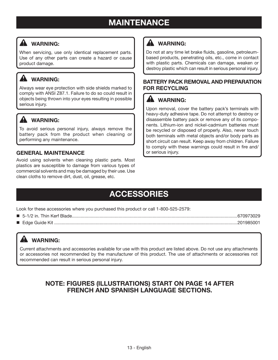 Accessories, Maintenance | Ryobi P504G User Manual | Page 13 / 44