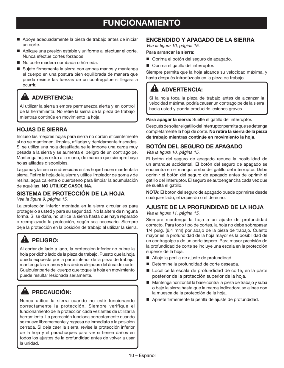 Funcionamiento | Ryobi P504G User Manual | Page 36 / 44