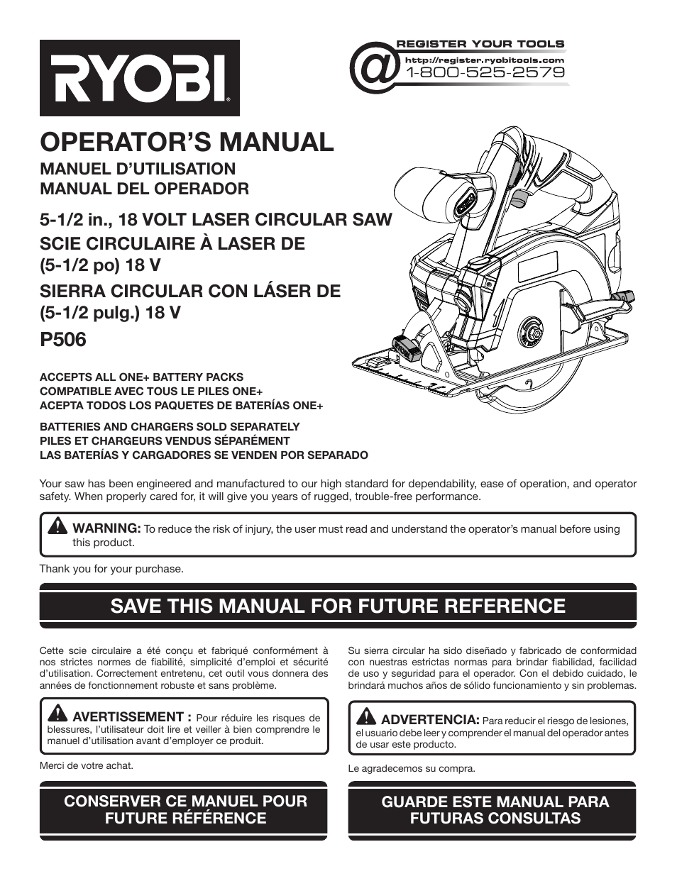 Ryobi P506 User Manual | 44 pages