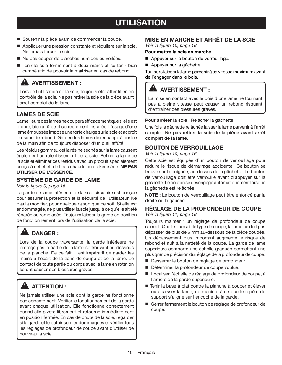 Utilisation | Ryobi P506 User Manual | Page 23 / 44