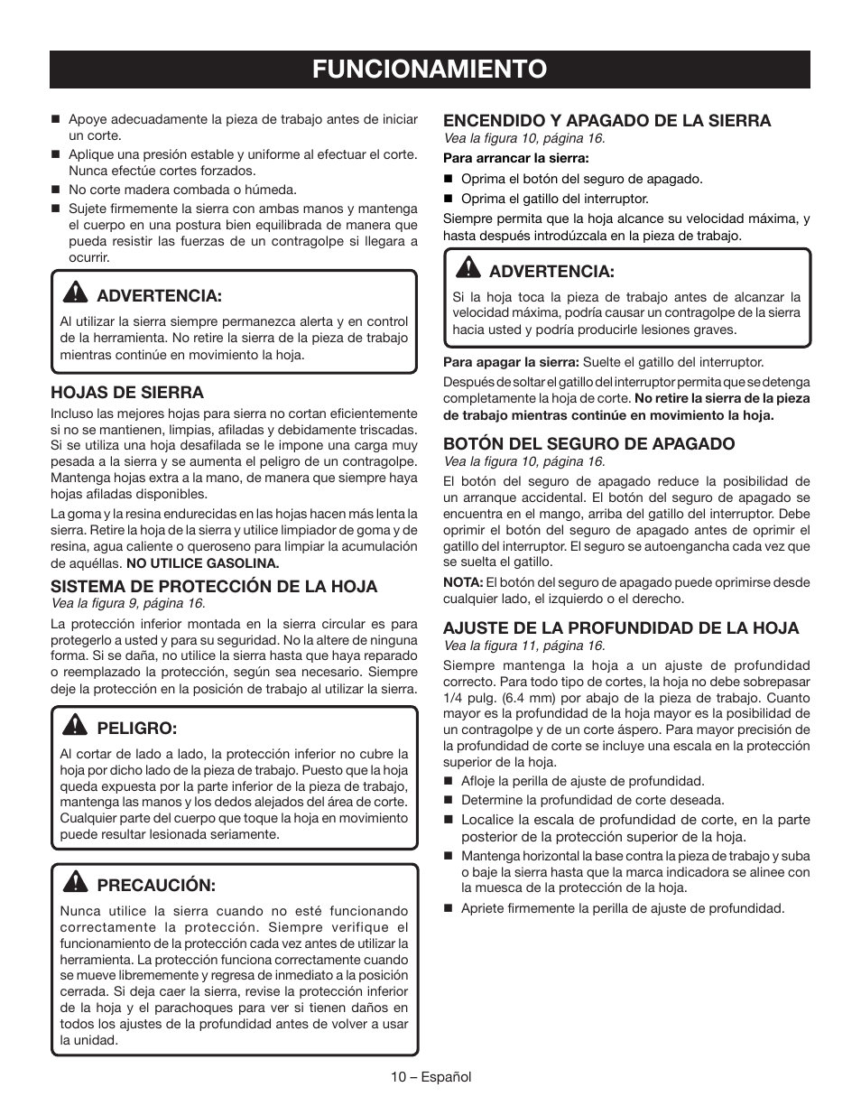 Funcionamiento | Ryobi P506 User Manual | Page 36 / 44