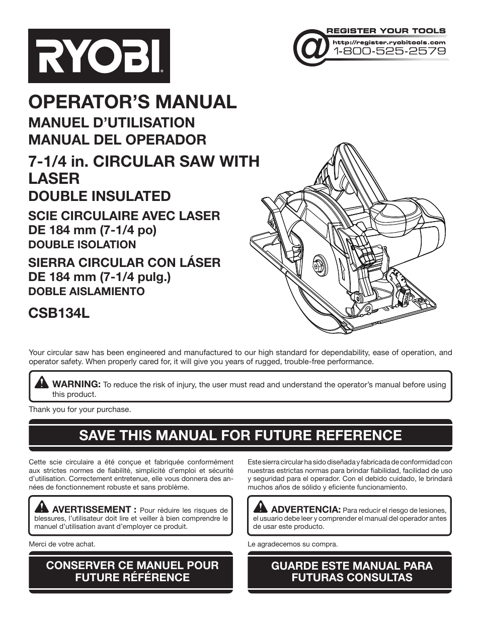 Ryobi CSB134 User Manual | 52 pages