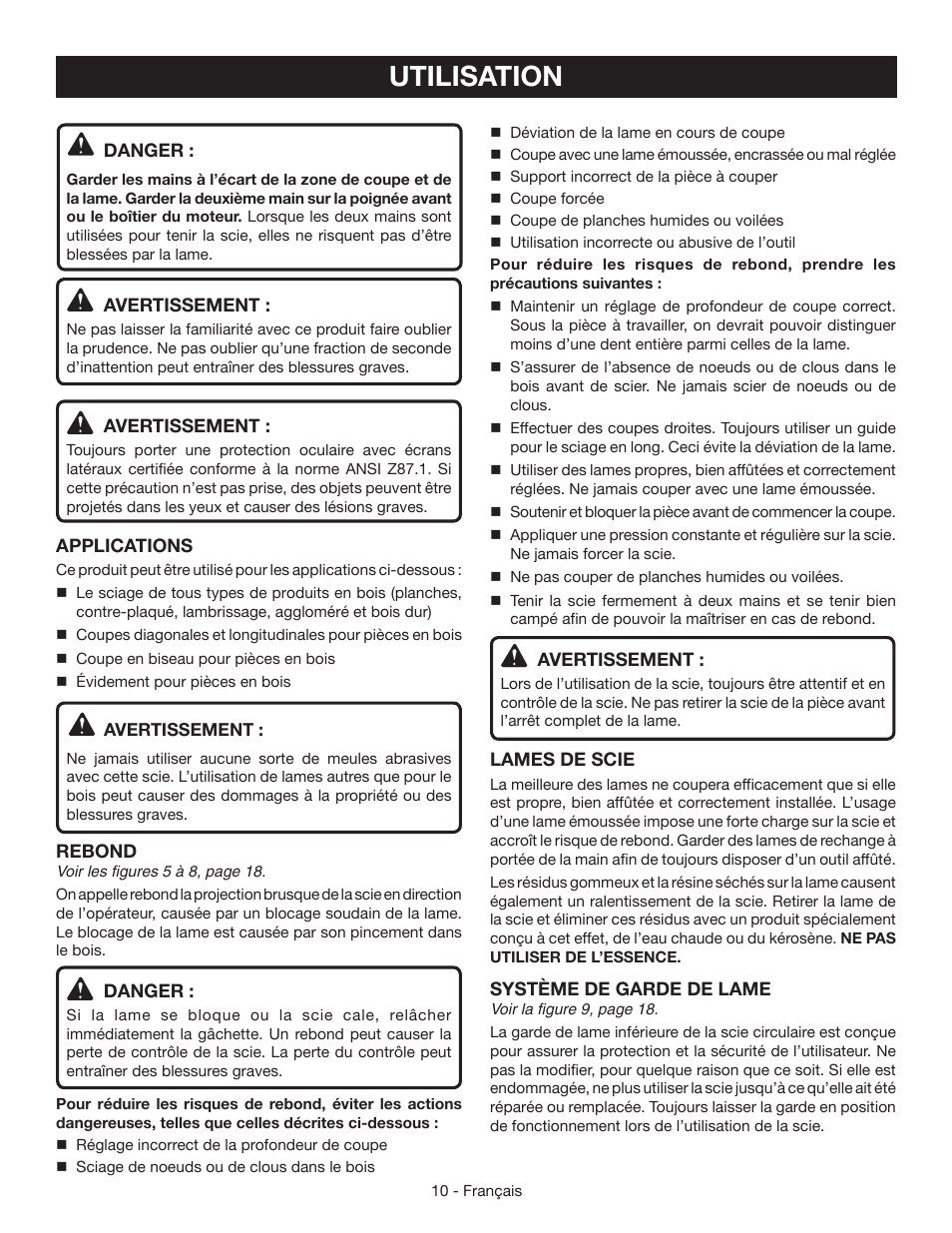 Utilisation | Ryobi CSB134 User Manual | Page 25 / 52