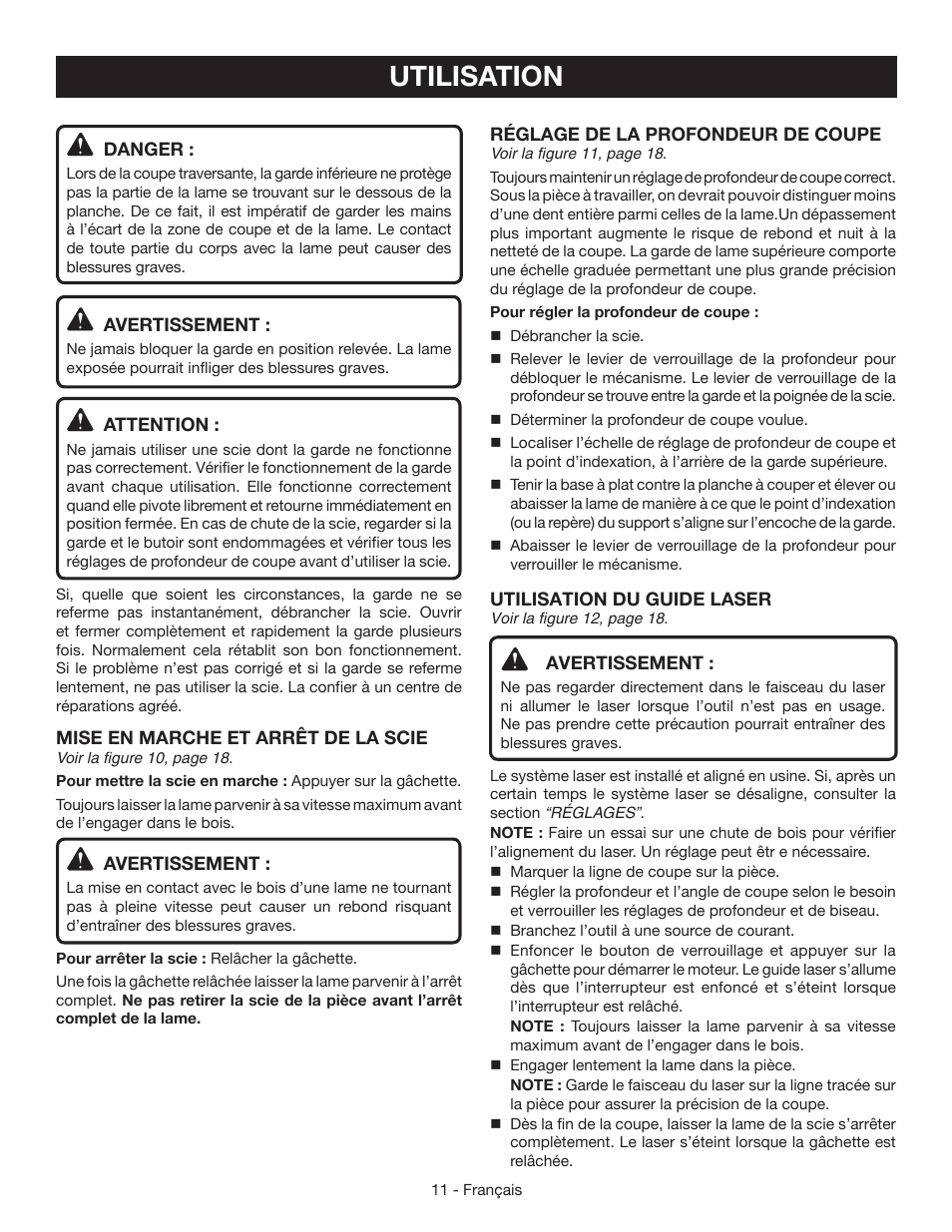 Utilisation | Ryobi CSB134 User Manual | Page 26 / 52