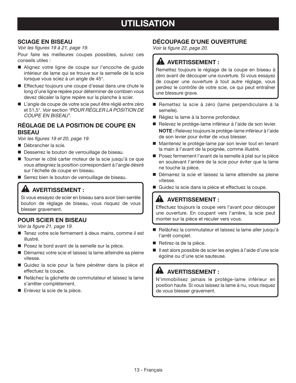 Utilisation | Ryobi CSB134 User Manual | Page 28 / 52