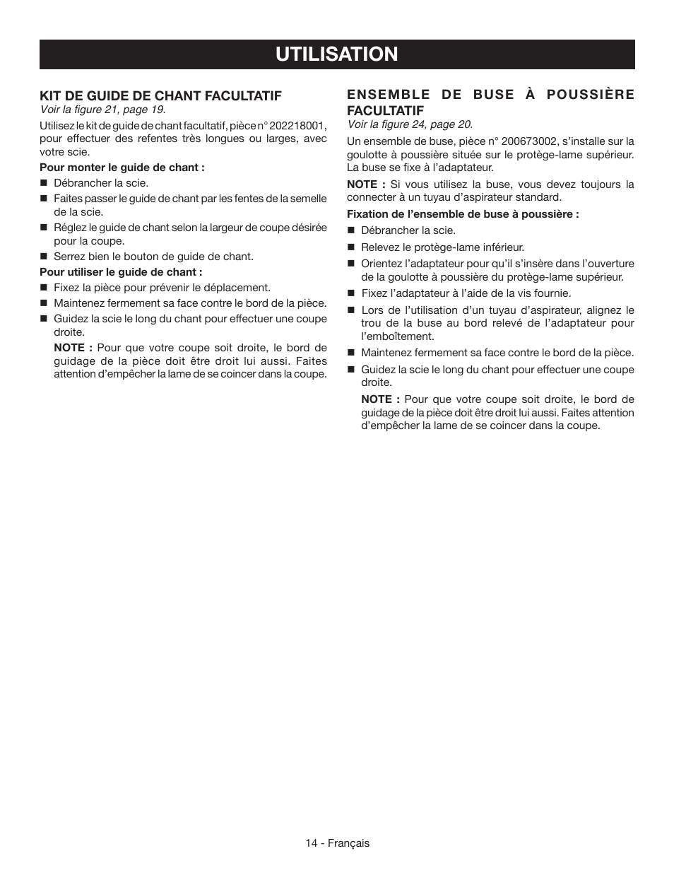 Utilisation | Ryobi CSB134 User Manual | Page 29 / 52