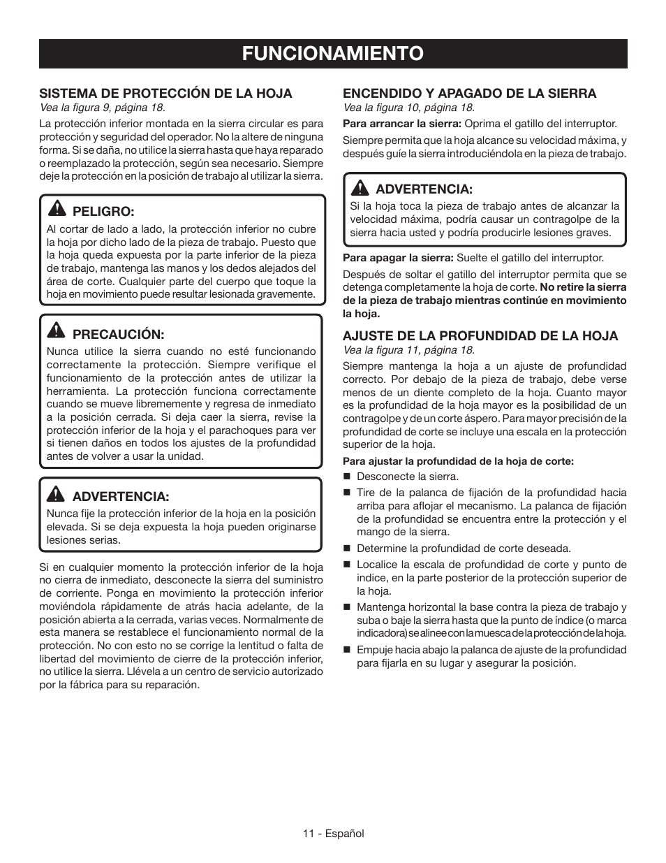 Funcionamiento | Ryobi CSB134 User Manual | Page 41 / 52
