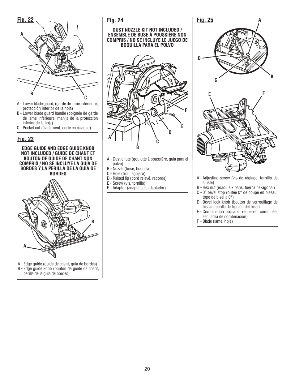 Fig. 22, Fig. 24 fig. 23, Fig. 25 | Ryobi CSB134 User Manual | Page 50 / 52