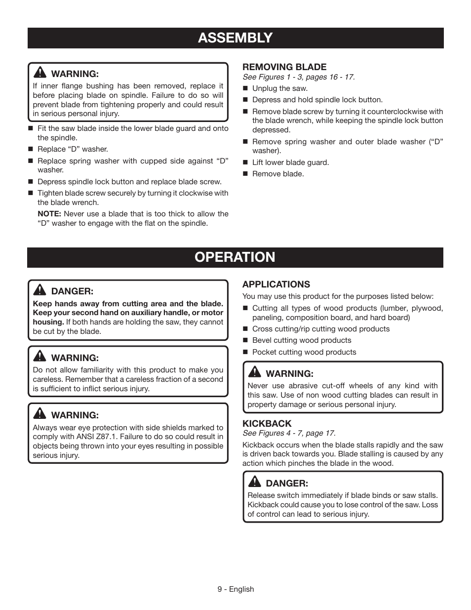 Assembly operation | Ryobi CSB124 User Manual | Page 9 / 48