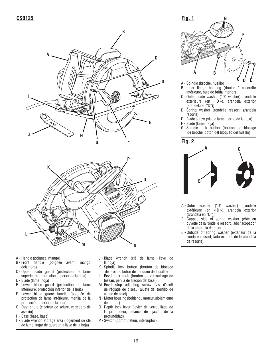 Fig. 1 fig. 2, Csb125 | Ryobi CSB125 User Manual | Page 44 / 48