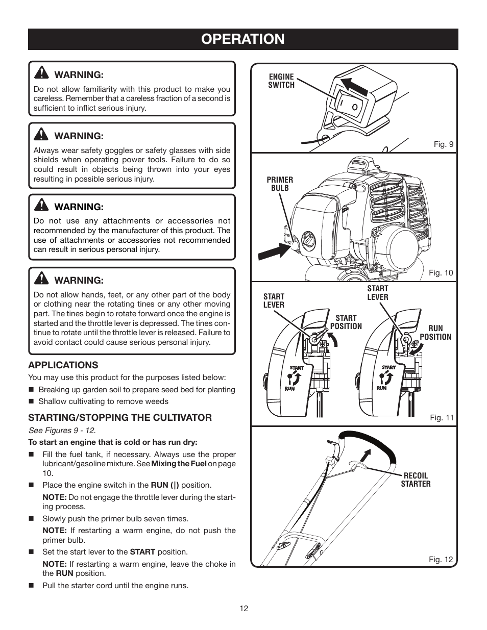Operation | Ryobi RY60514 User Manual | Page 12 / 24
