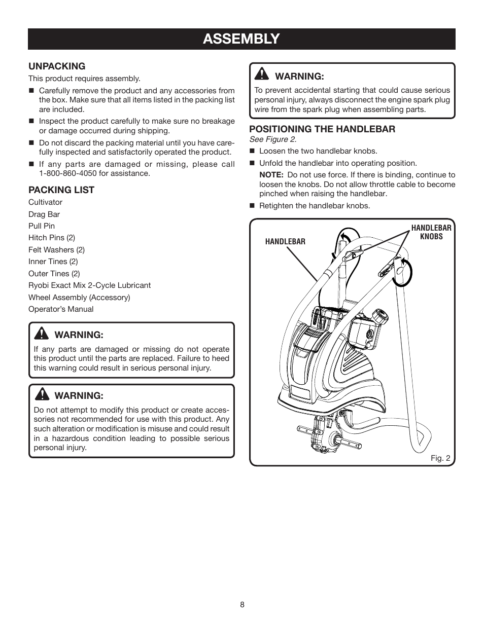 Assembly | Ryobi RY60514 User Manual | Page 8 / 24