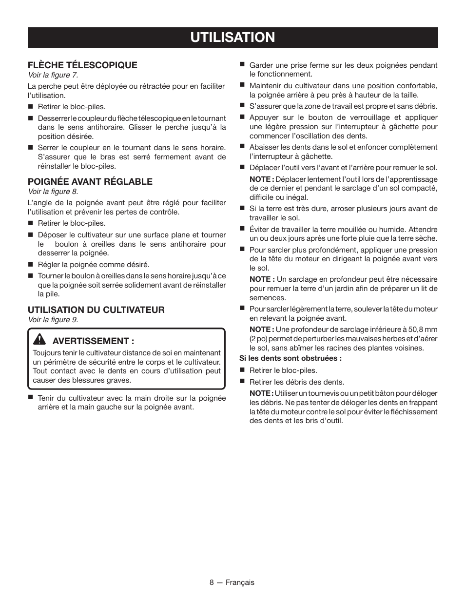 Utilisation | Ryobi P2700 User Manual | Page 18 / 30