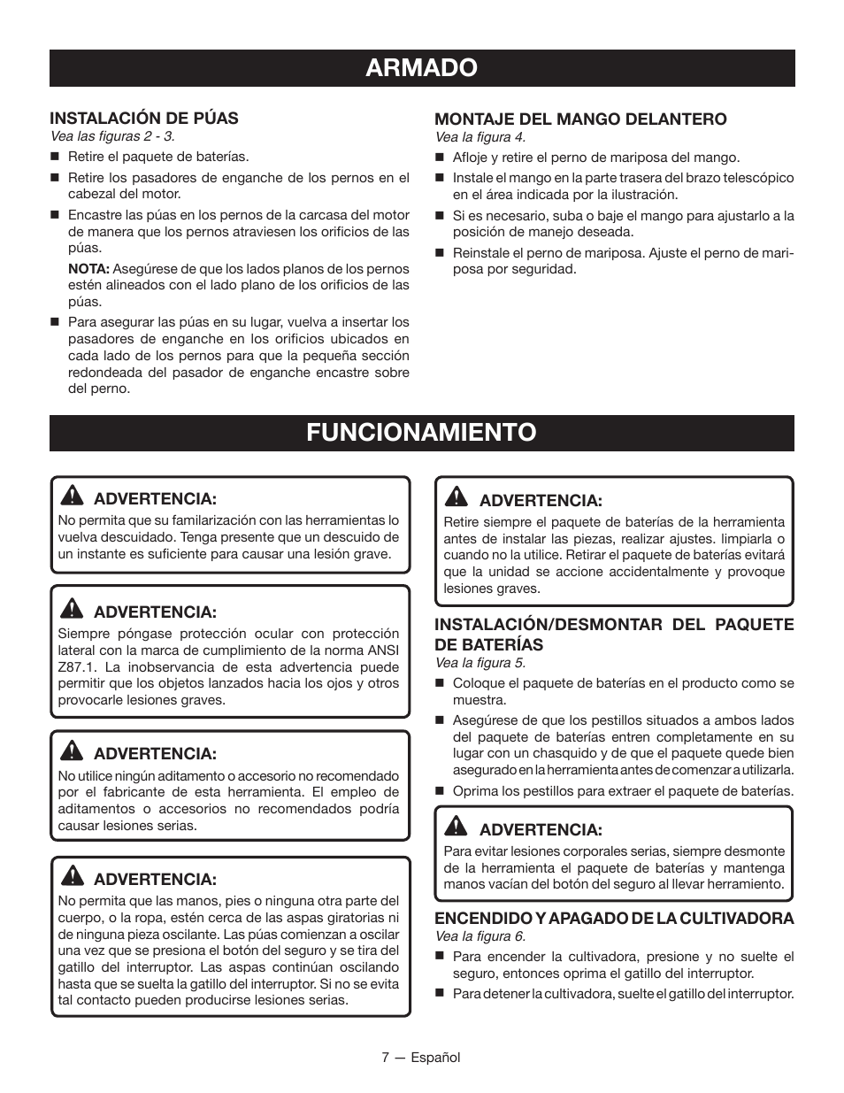 Armado, Funcionamiento | Ryobi P2700 User Manual | Page 25 / 30