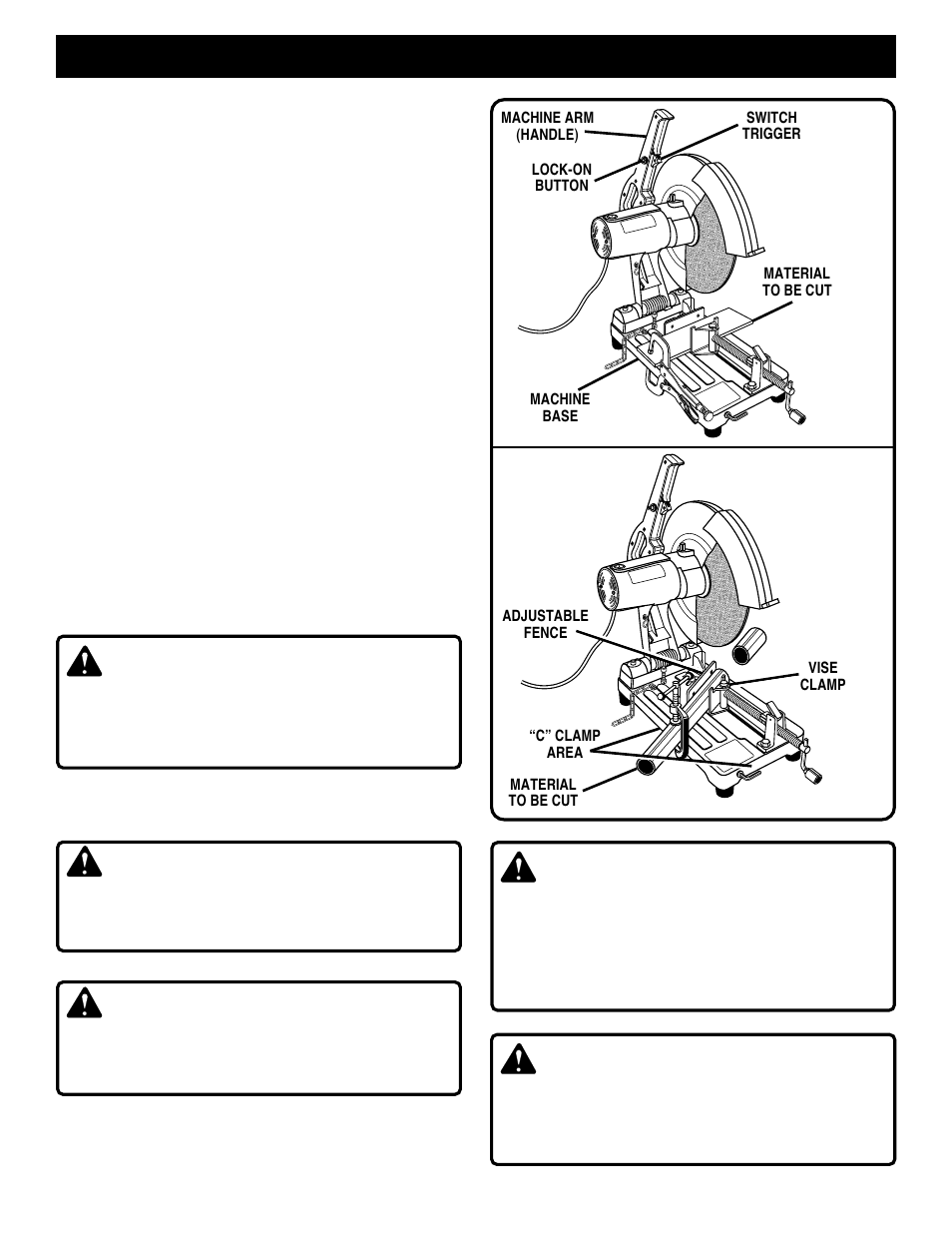 Operation, Warning | Ryobi C358 User Manual | Page 14 / 20