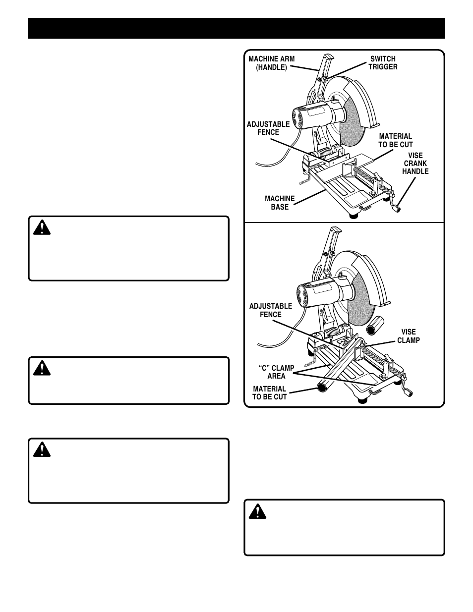 Operation, Warning | Ryobi C358 User Manual | Page 15 / 20