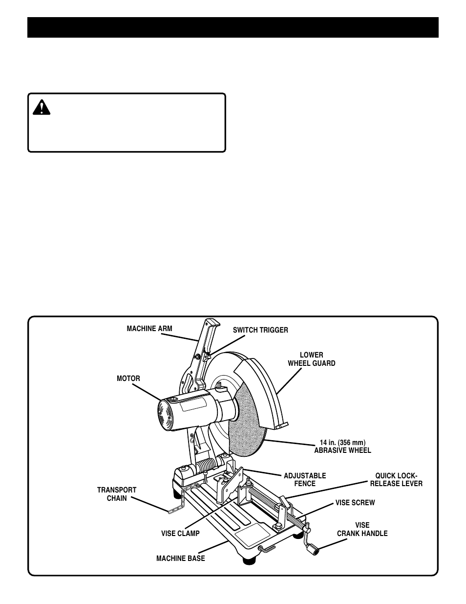 Features, Warning | Ryobi C358 User Manual | Page 8 / 20