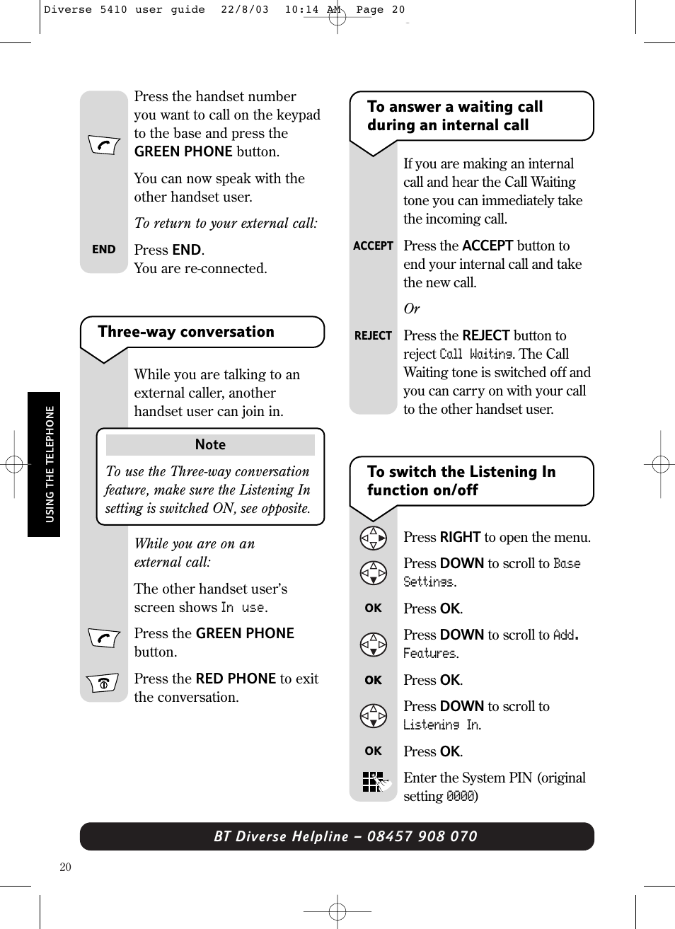 BT DIVERSE 5410 User Manual | Page 20 / 72