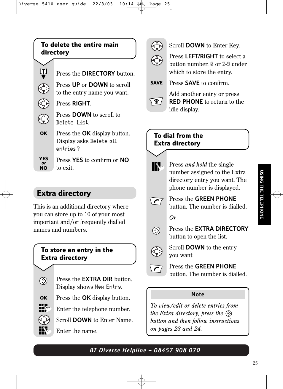 Extra directory | BT DIVERSE 5410 User Manual | Page 25 / 72