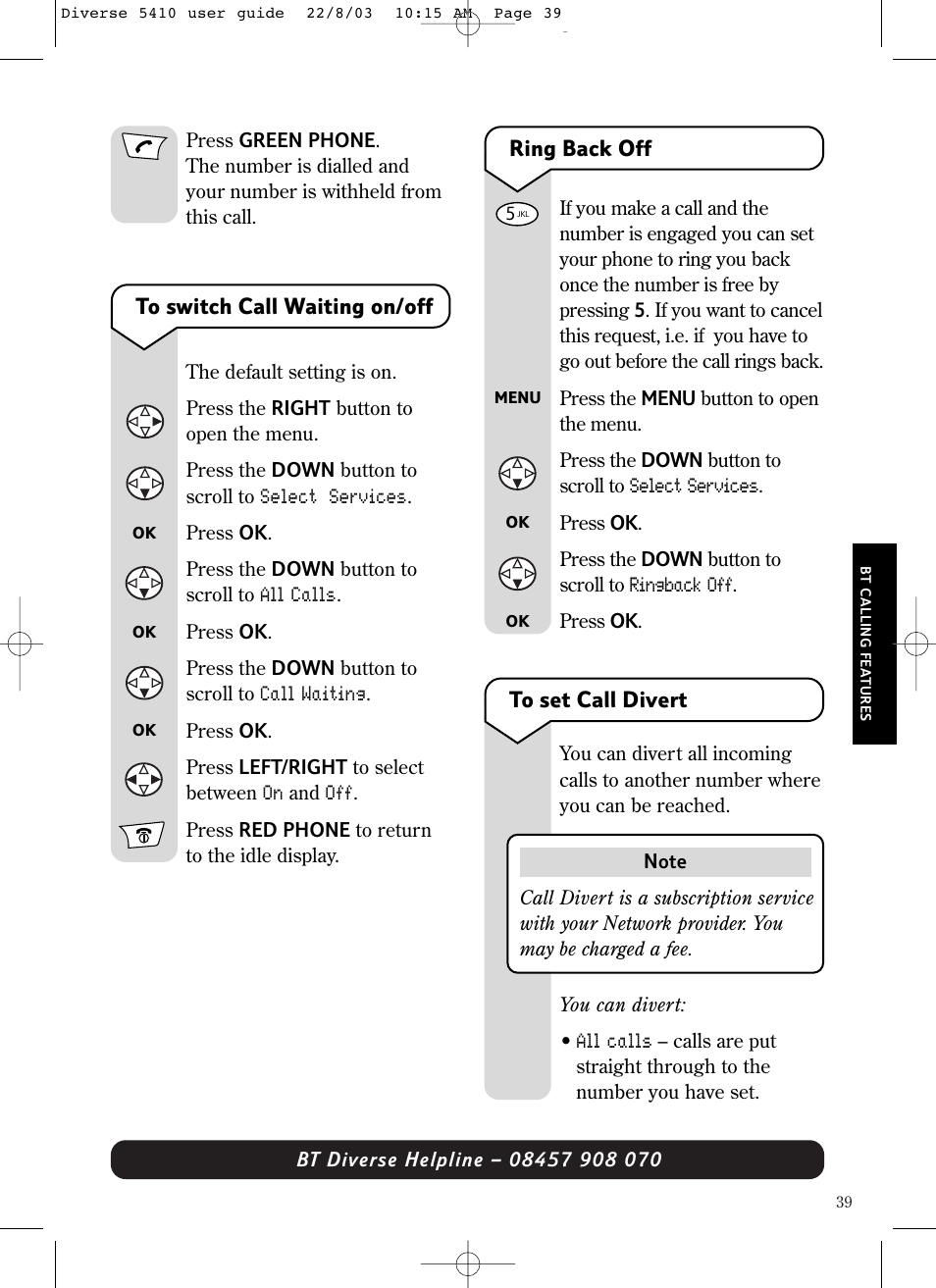 BT DIVERSE 5410 User Manual | Page 39 / 72