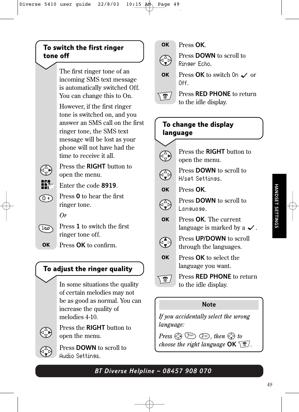 BT DIVERSE 5410 User Manual | Page 49 / 72