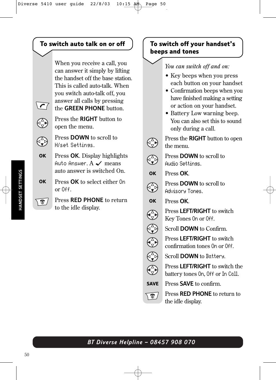 BT DIVERSE 5410 User Manual | Page 50 / 72