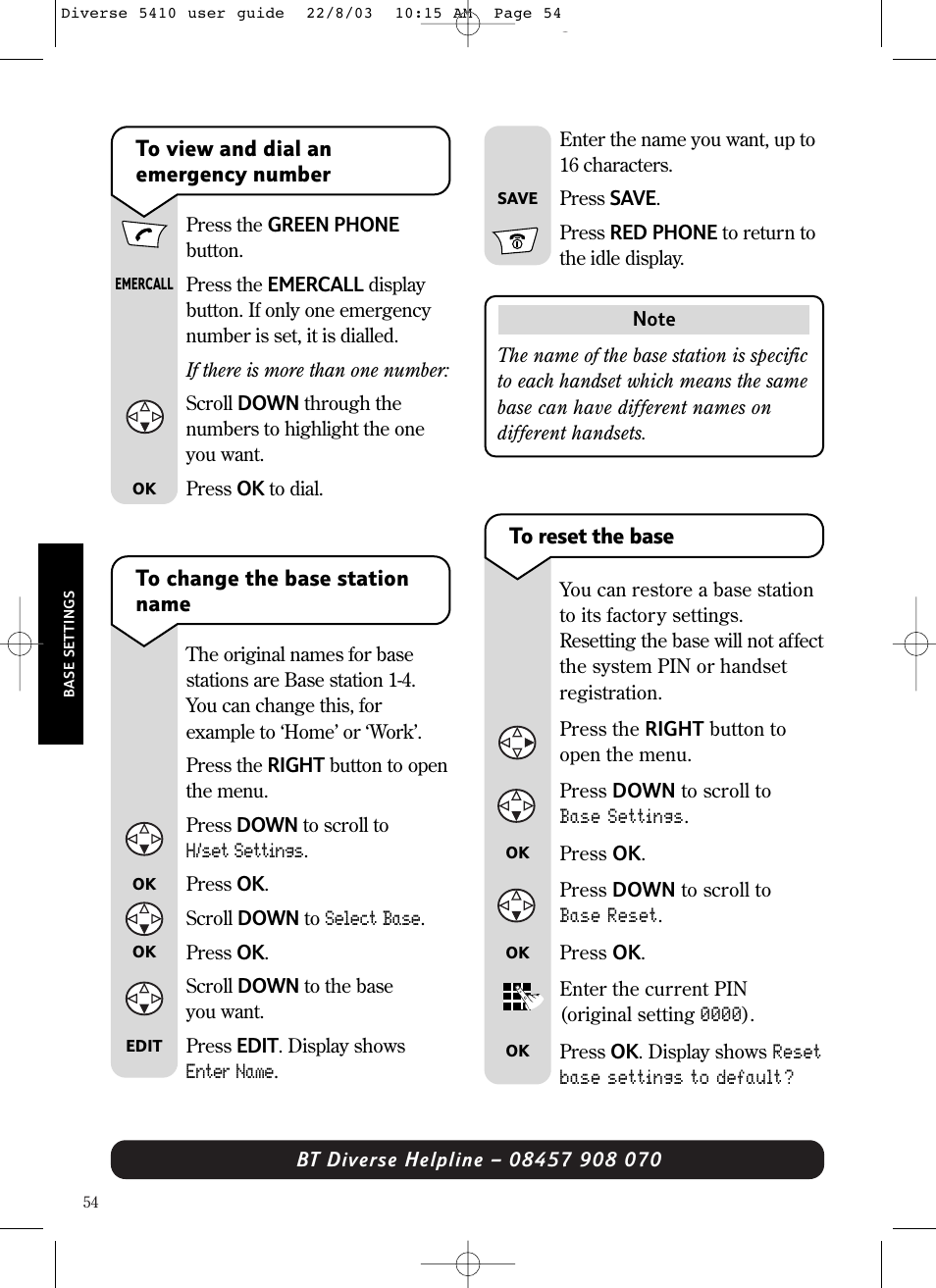 BT DIVERSE 5410 User Manual | Page 54 / 72