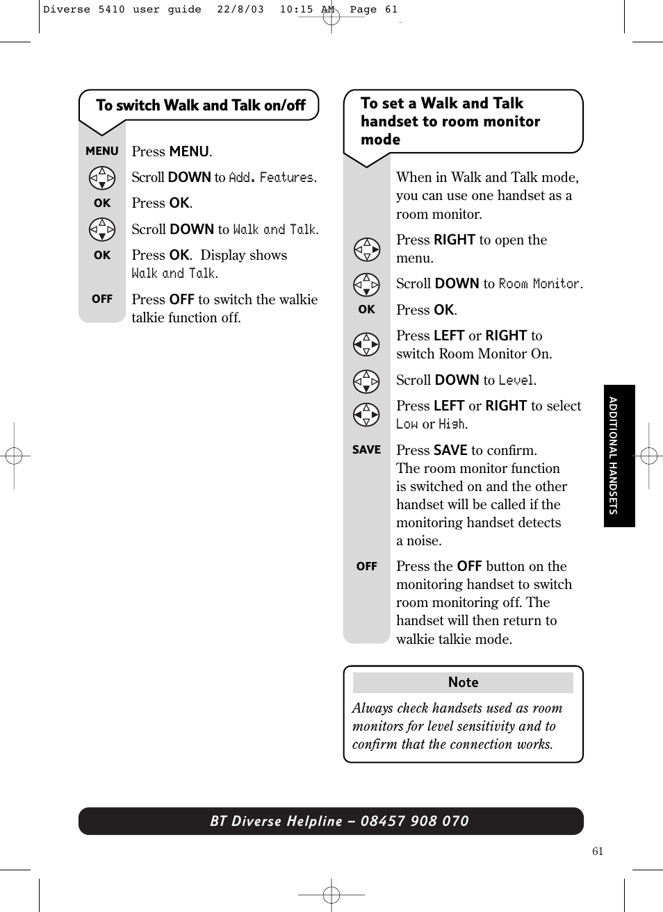 BT DIVERSE 5410 User Manual | Page 61 / 72