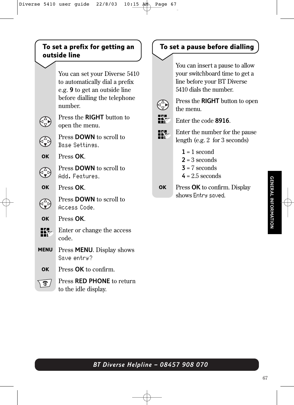 BT DIVERSE 5410 User Manual | Page 67 / 72
